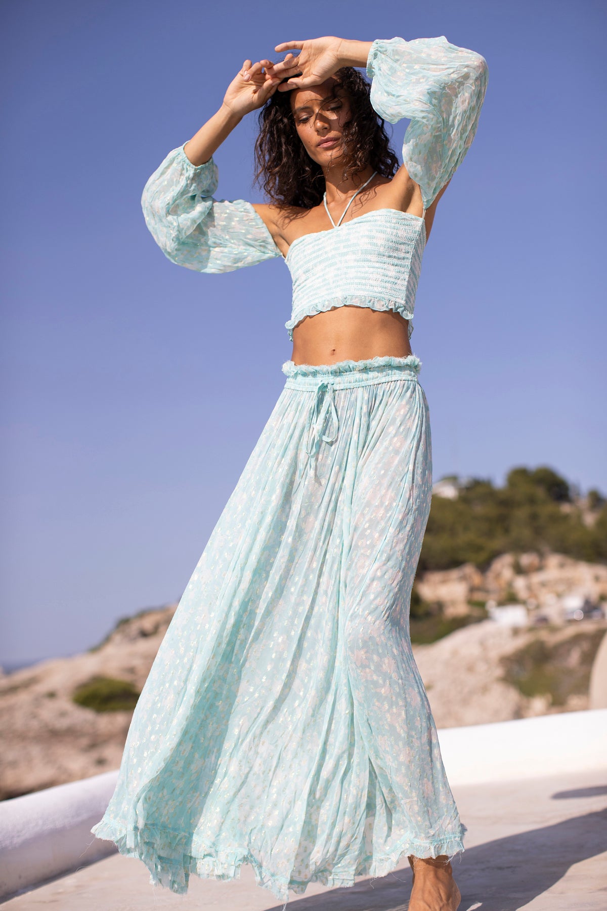 Andalousa Flower Skirt Aqua