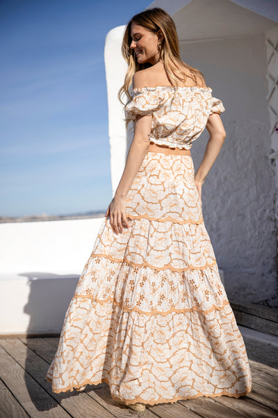Palma Embroidered Maxi Skirt Camel