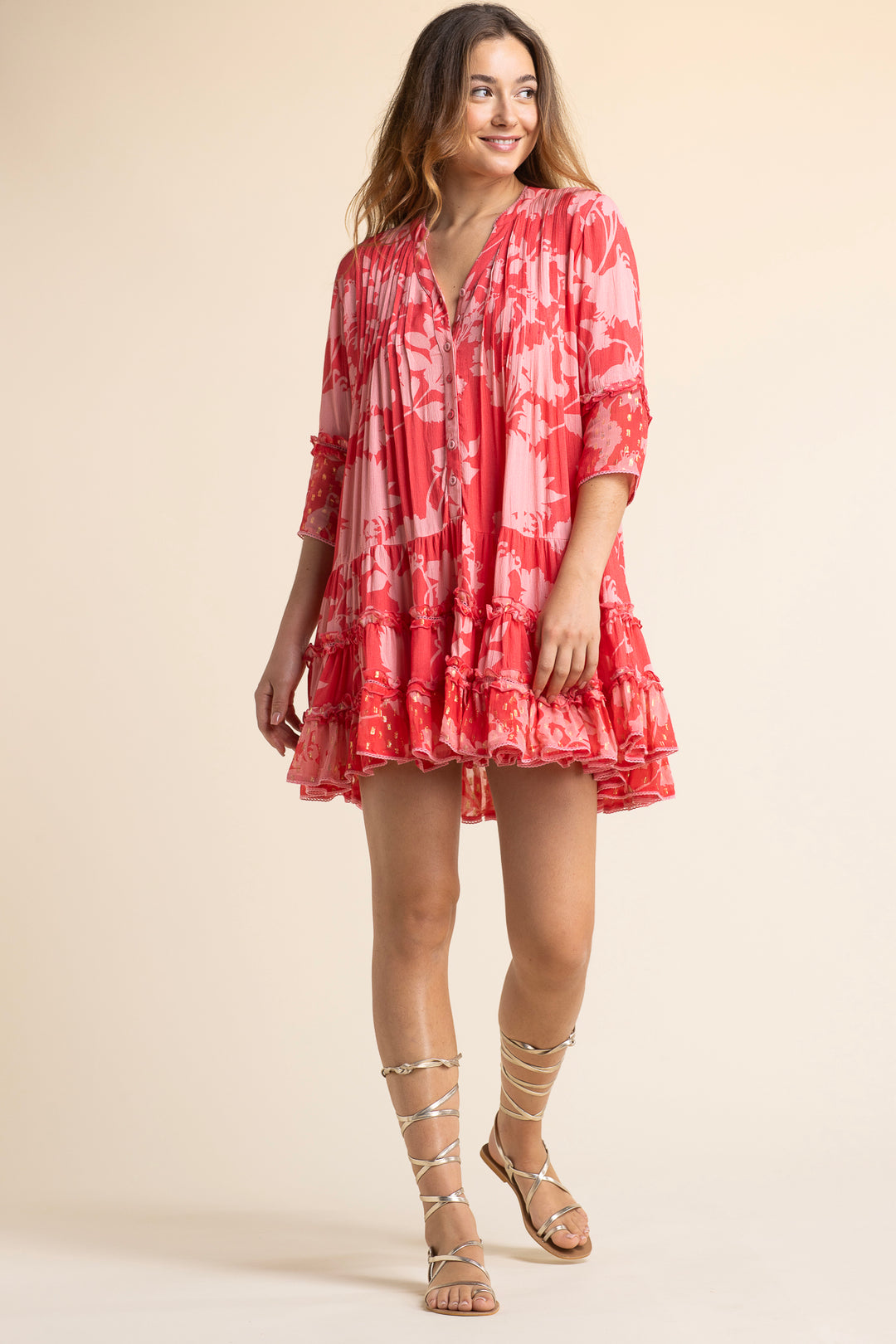 Bella Ciao Flower Dress Red Sunday St Tropez Bella Ciao Flower Dress Red Sunday St Tropez