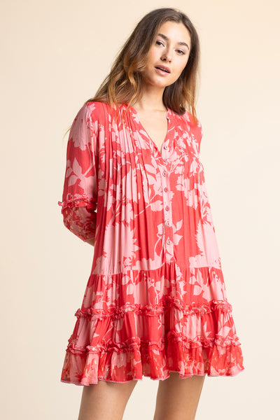 Bella Ciao Flower Dress Red
