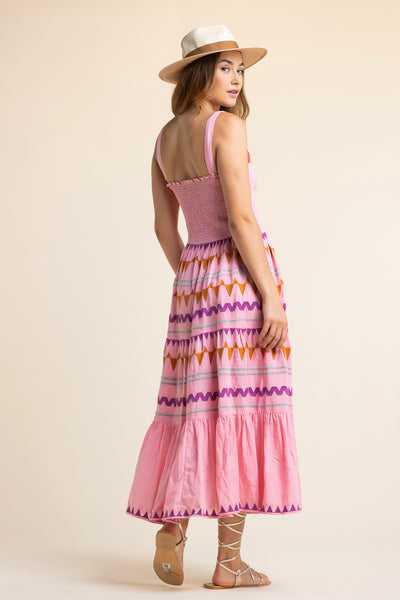 Marbella Embroidered Dress Pink