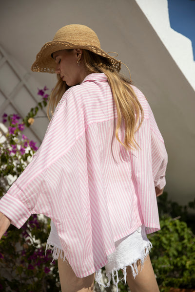 Lorella Cotton Embroidered Shirt Pink