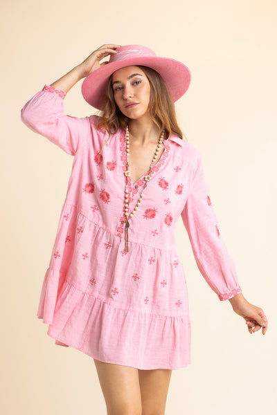 Robe Betsee Brodée Rose