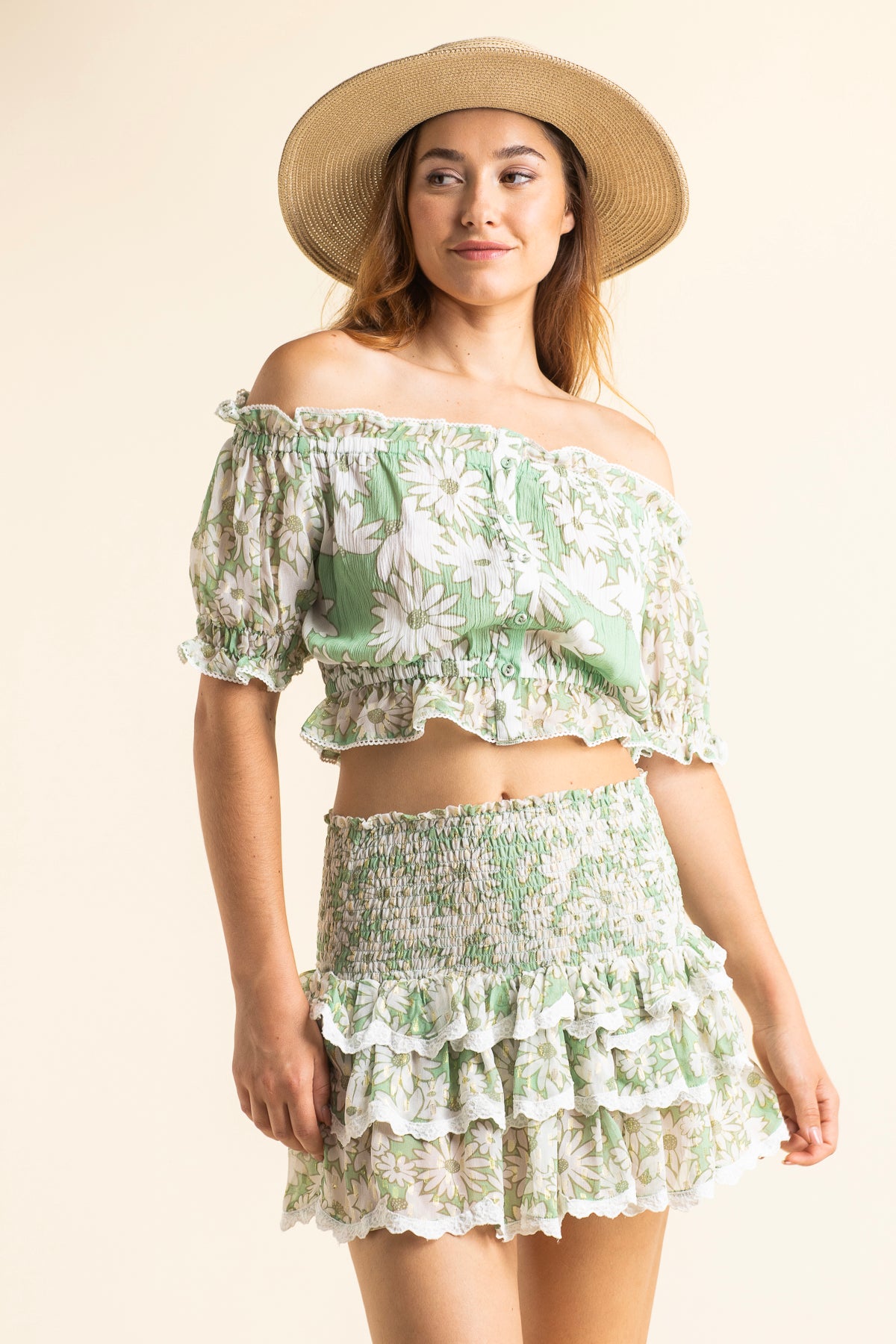 Anastasia Daisy Skirt Almond