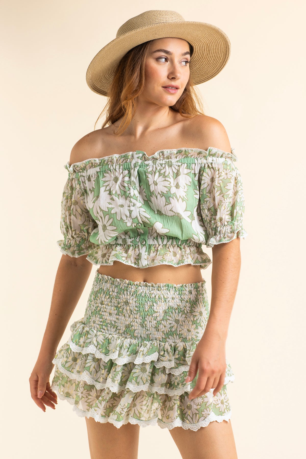 Anastasia Daisy Skirt Almond