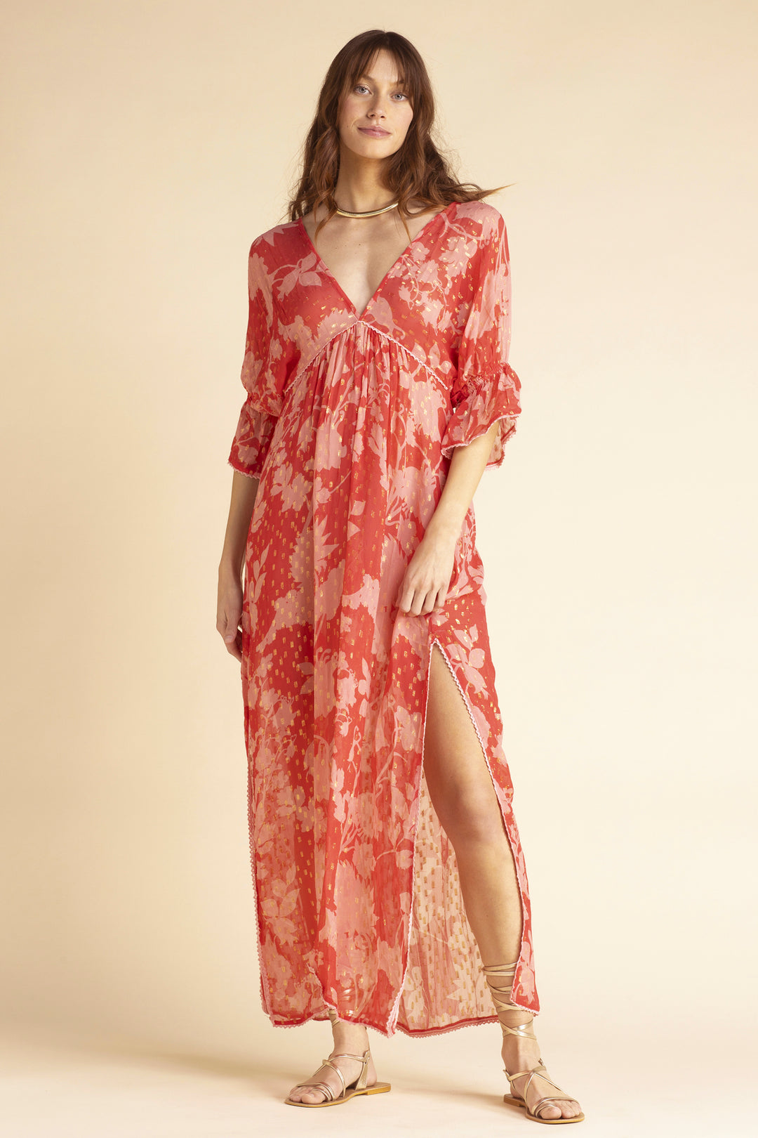 Naomie Flower Dress Red Red / M