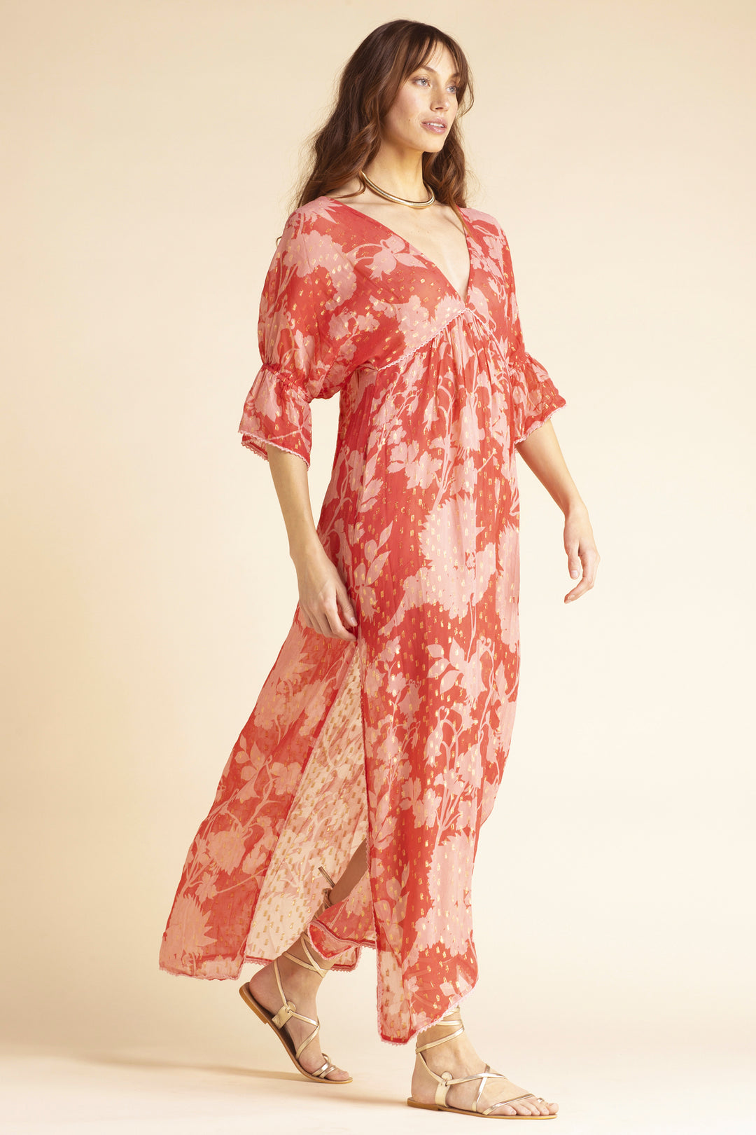 strapless open back dress Pekin Dress Silk Redflower Print – Mandarin Collar Dress