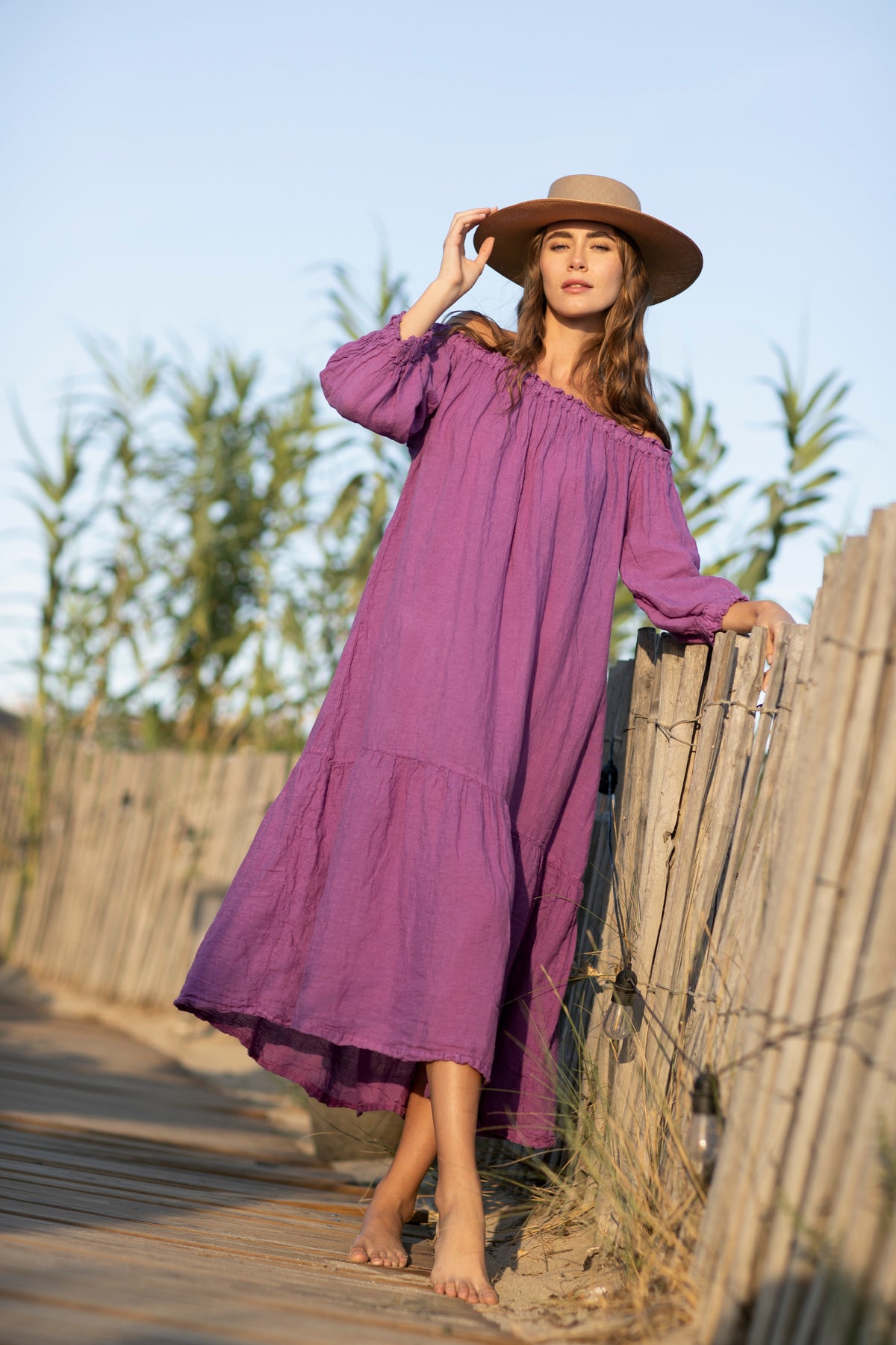 Noelie Linen Dress Purple