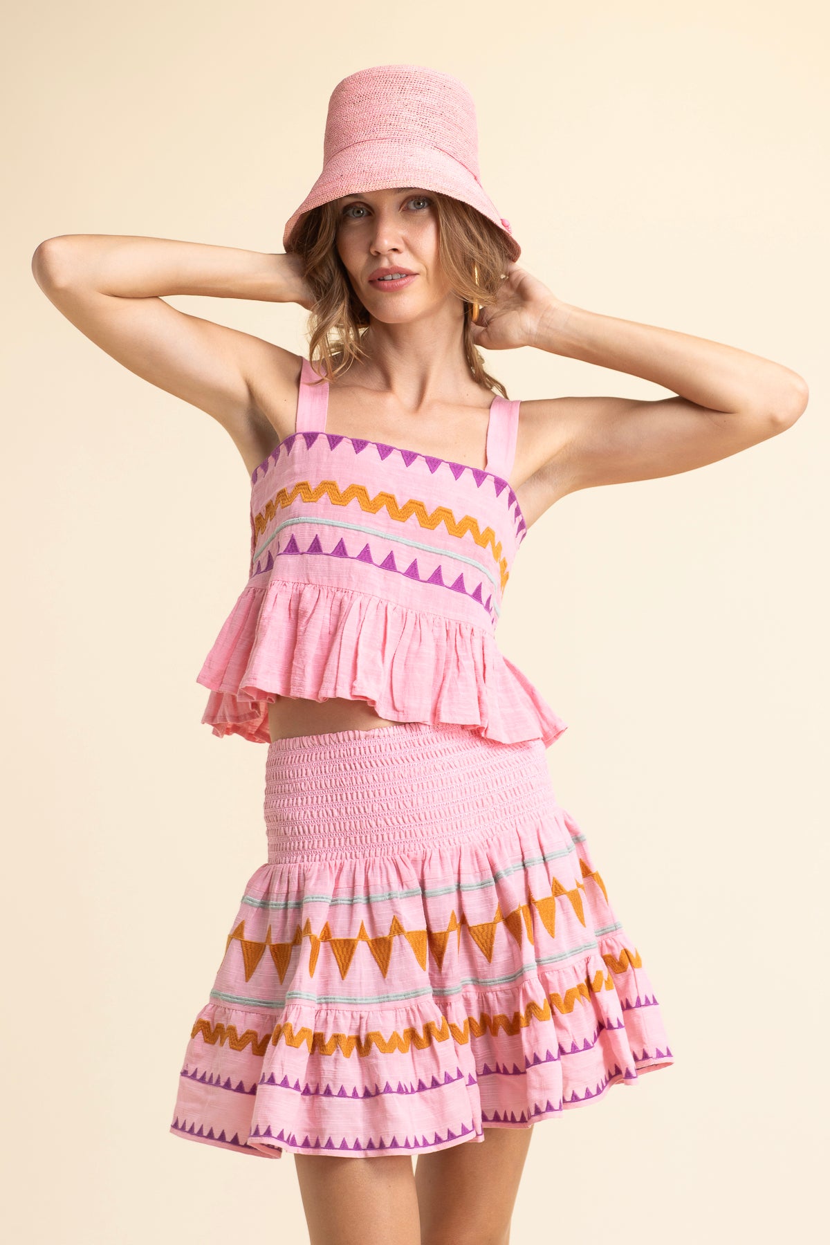 Coco Embroidered Top Pink