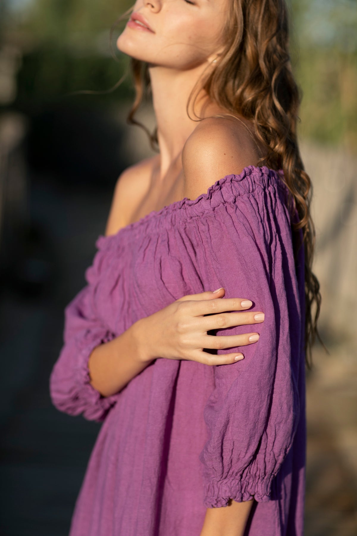 Noelie Linen Dress Purple
