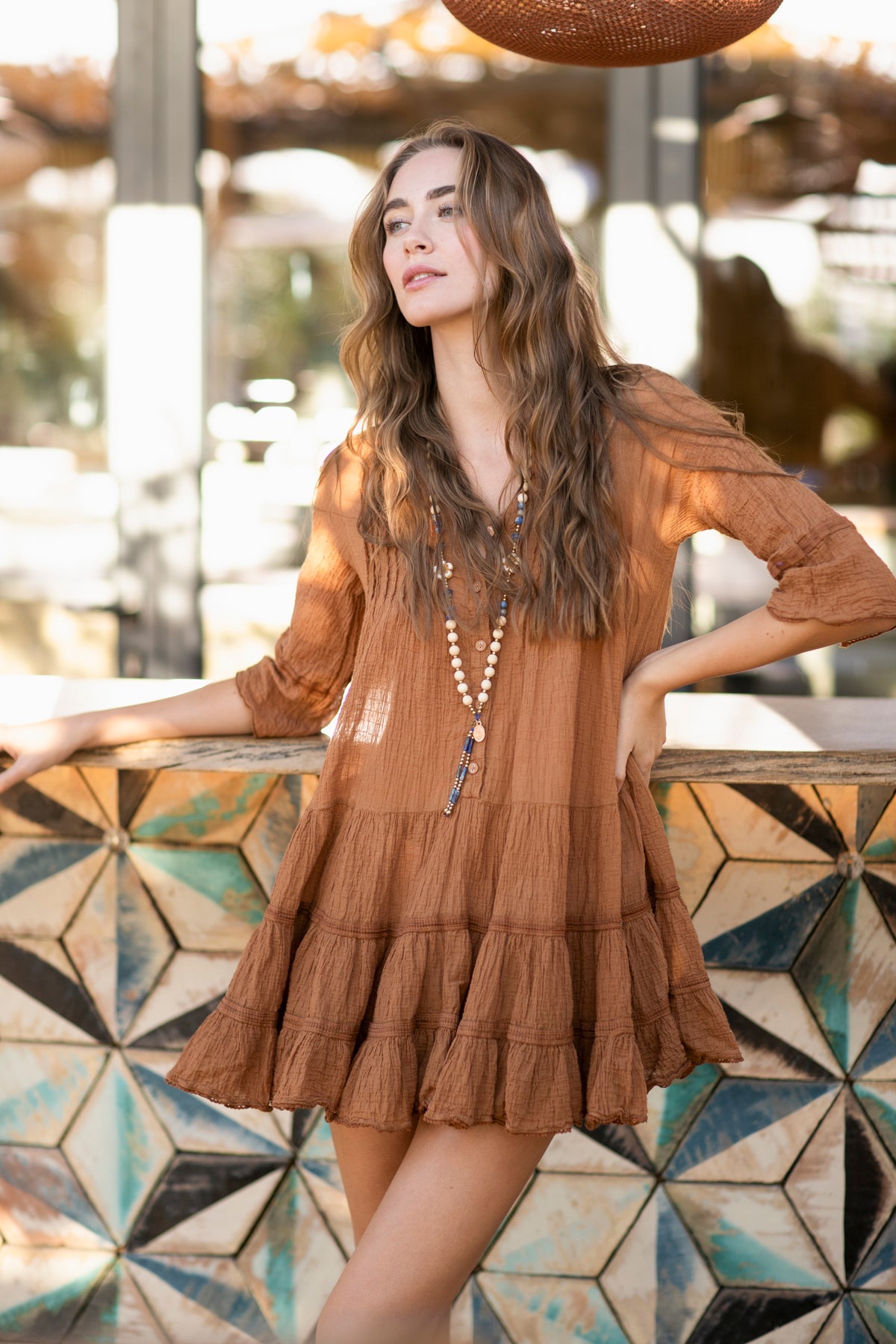 Bella Ciao Cotton Dress Camel