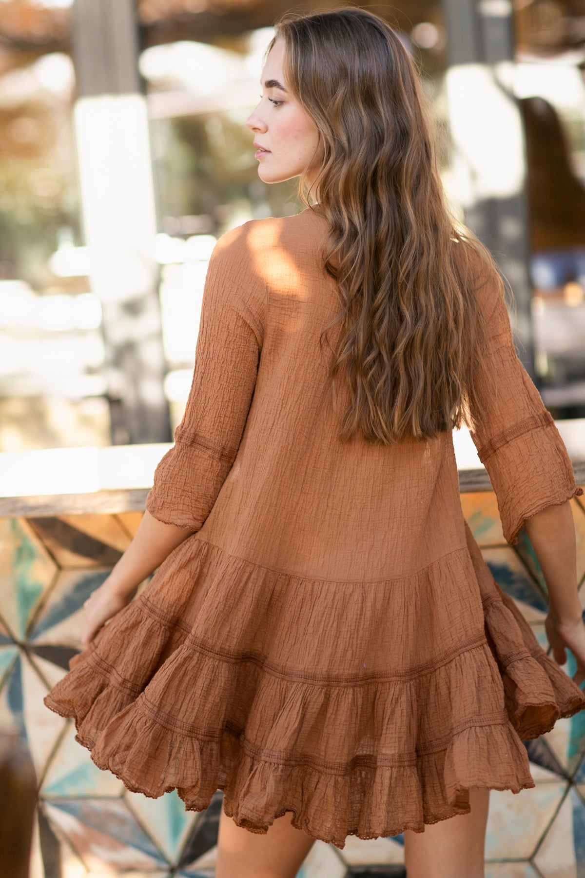 Bella Ciao Cotton Dress Camel