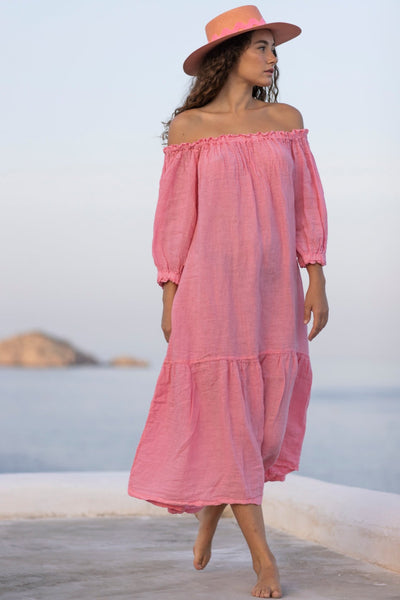 Noelie Linen Dress Pink