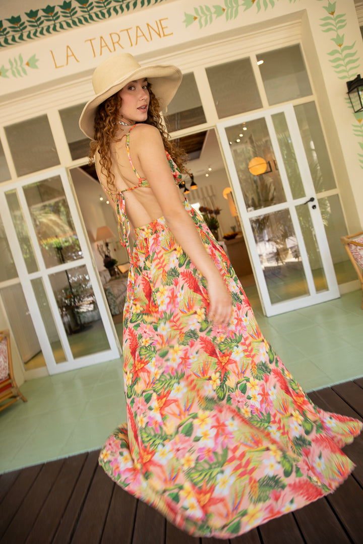 Mallorca Back Ribbon Floral Dress