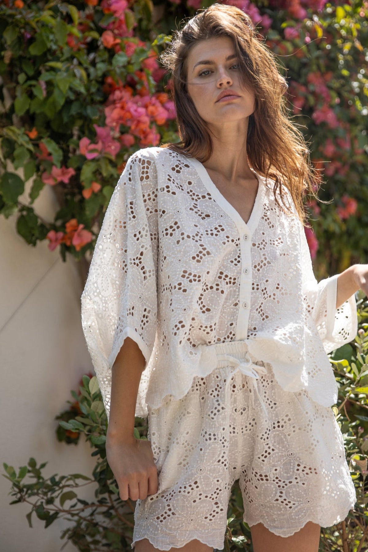 Nina Embroidered Shorts White