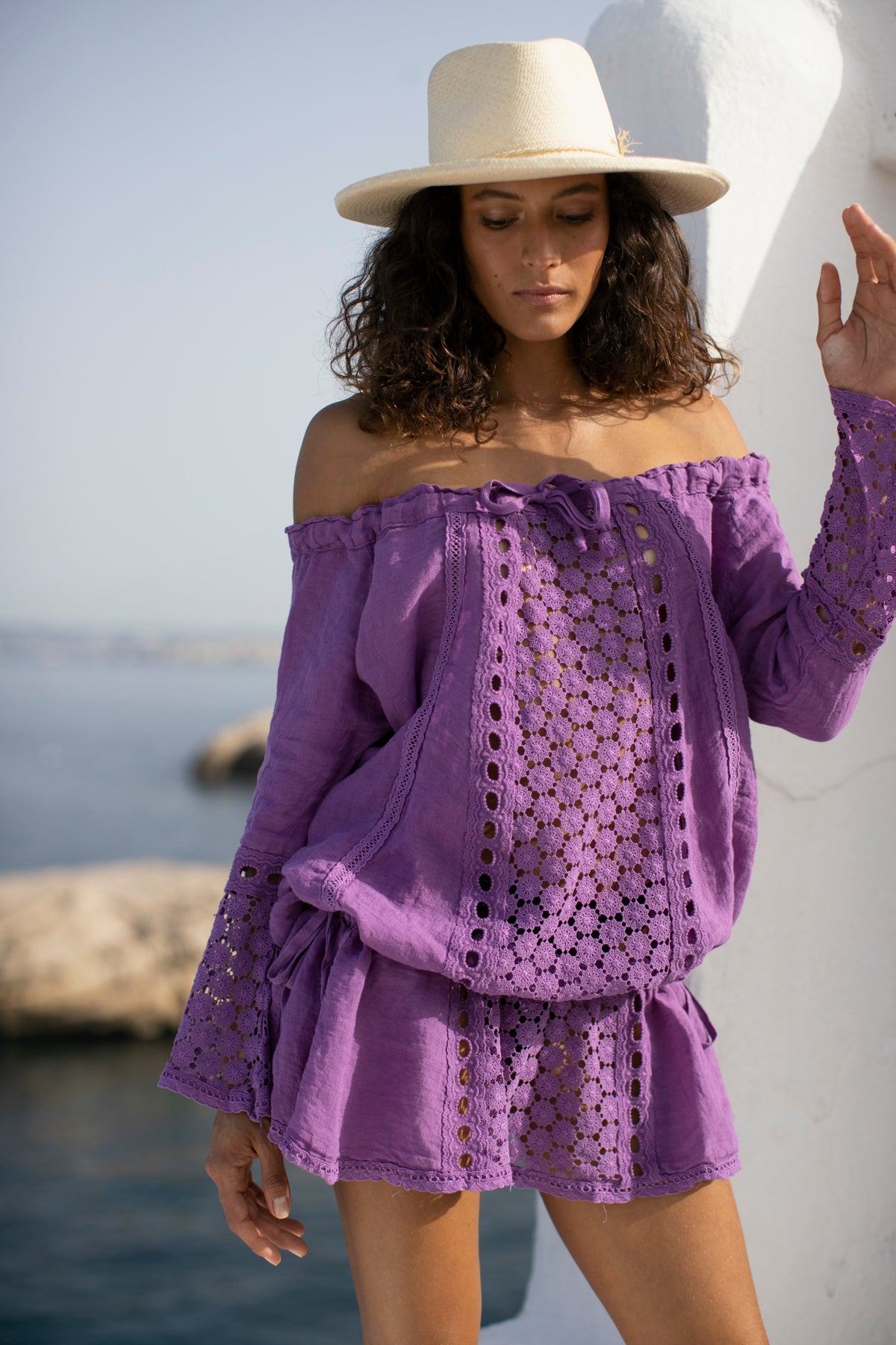 Antalia Linen Dress Purple