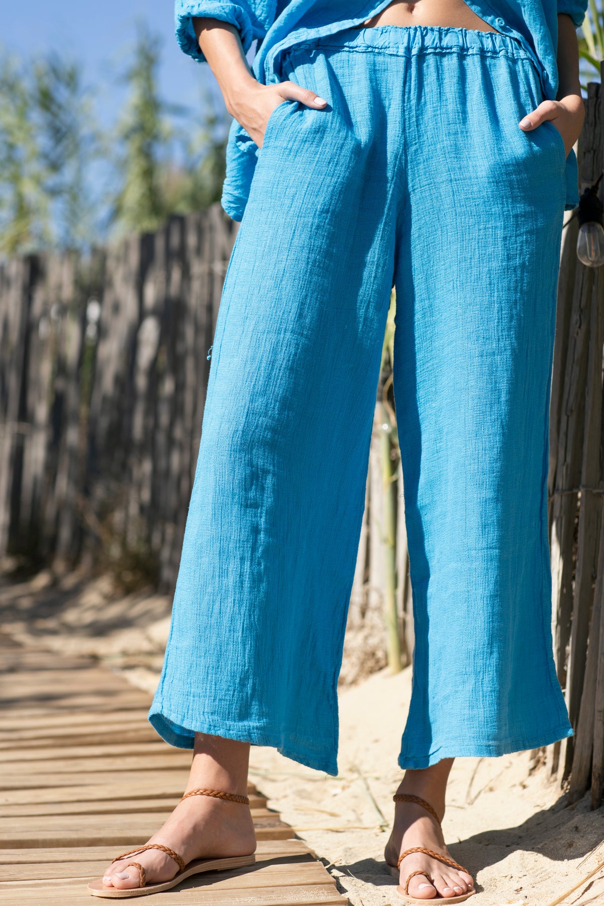 Amari Linen Pants Turquoise