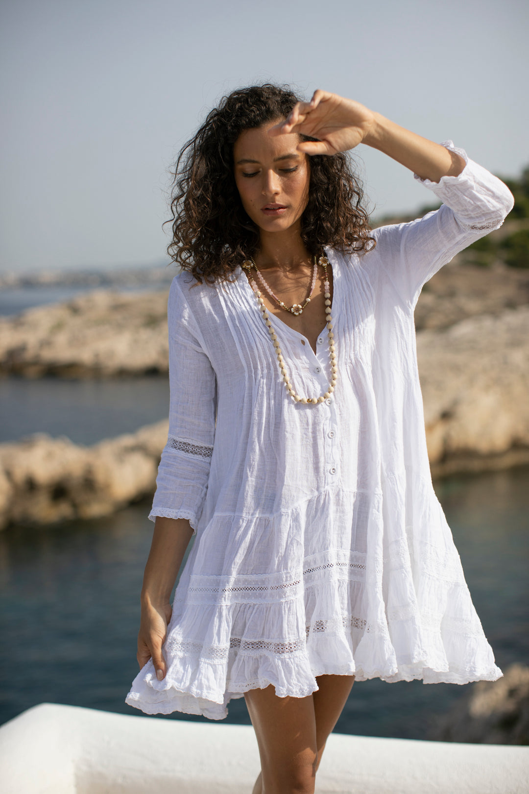 Bella Ciao Linen Dress White / XS