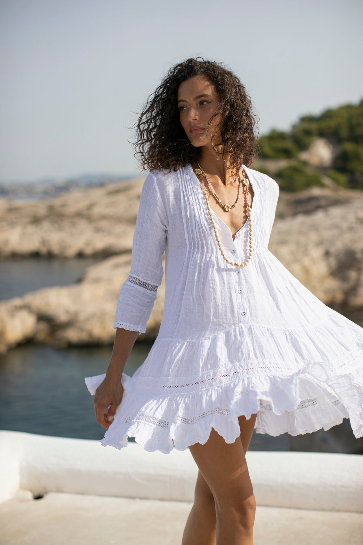 Bella Ciao Linen Dress White