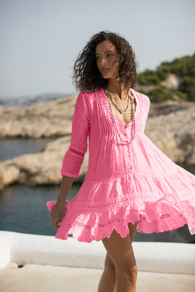 Bella Ciao Linen Dress Pink