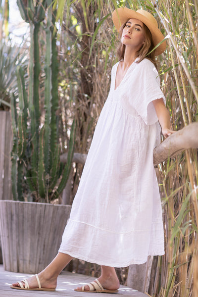 Valentina Linen Dress White