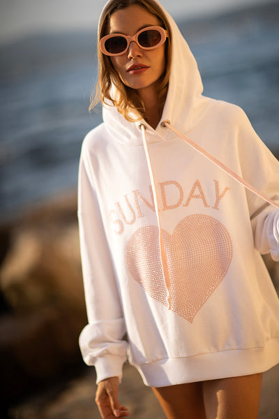 Manama Stud Hoodie White