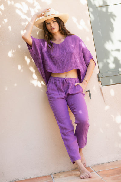 Coros Linen Top Purple