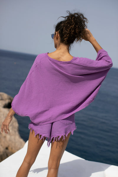 Babylon Linen Top Purple