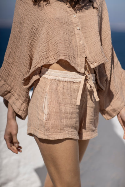 Nina Linen Shorts Tan