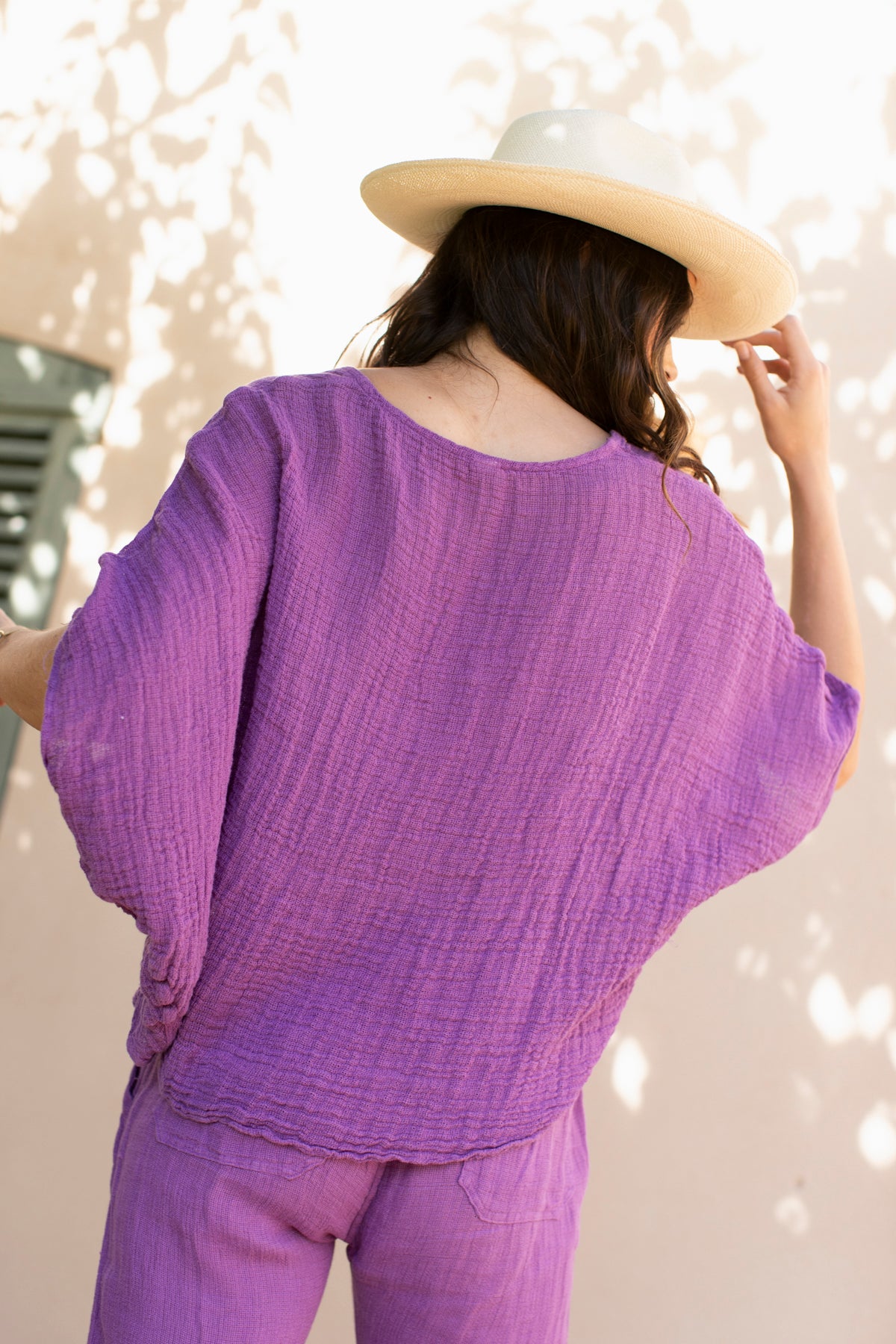 Coros Linen Top Purple