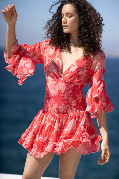 Jenina Flower Dress Red