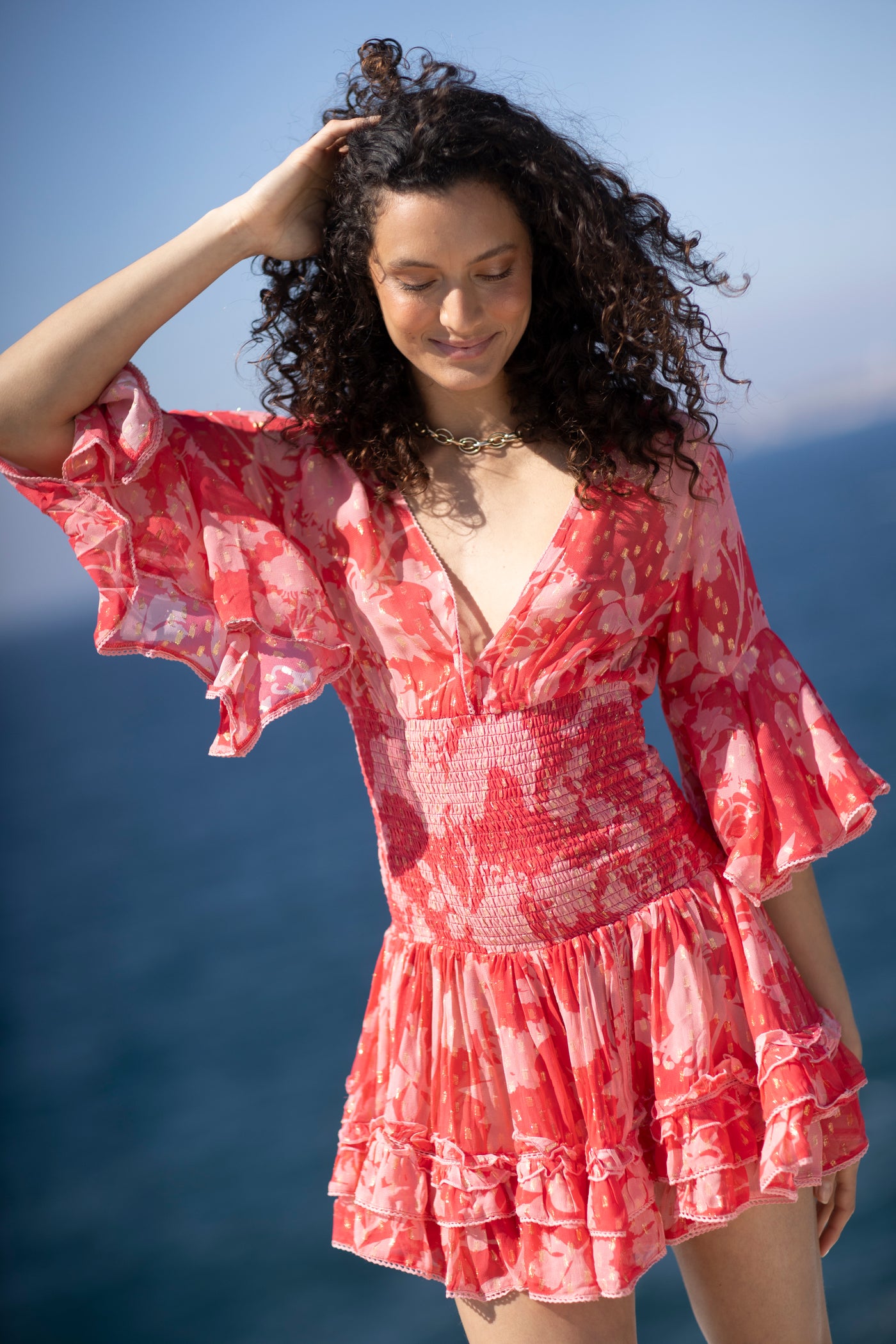 Jenina Flower Dress Red