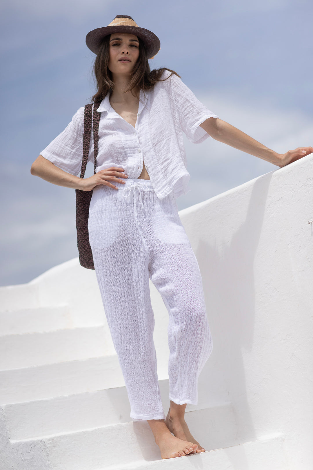 Basil Linen Pants White – Sunday St Tropez