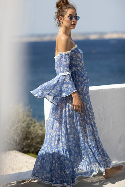 Evana Flower Dress Blue