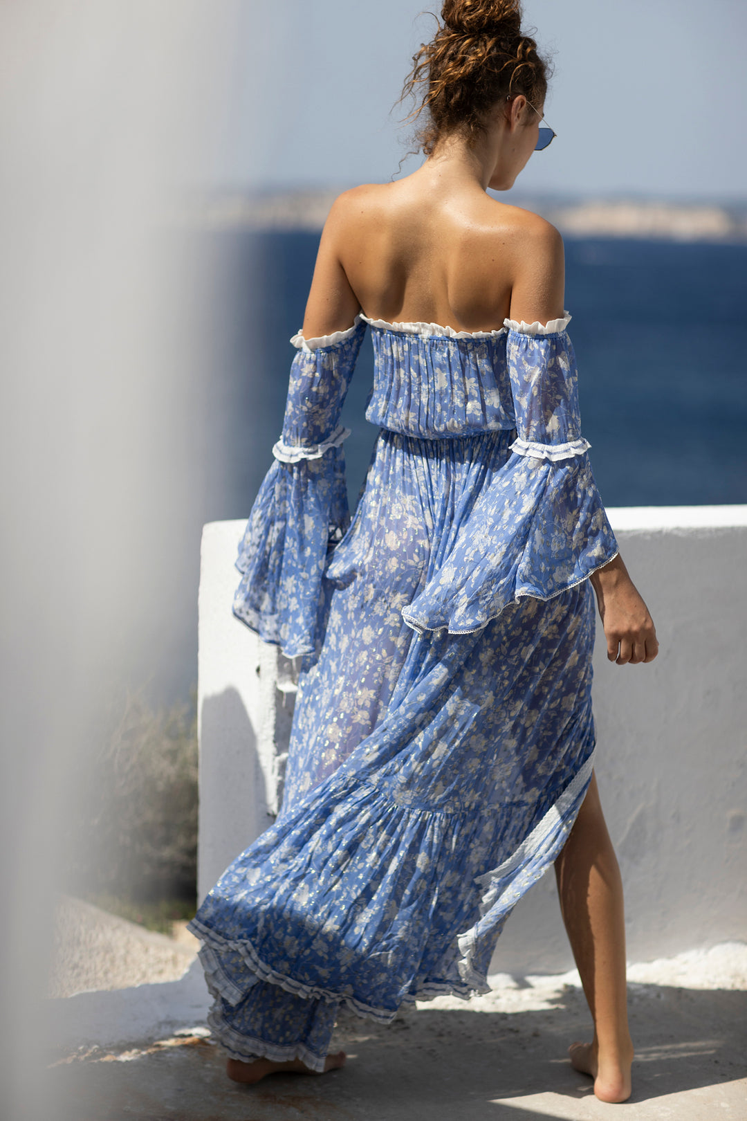 ワンピース VALLO DE NEAR Daphne flower dress Sky Blue Evana Flower Dress Blue – Sunday St Tropez