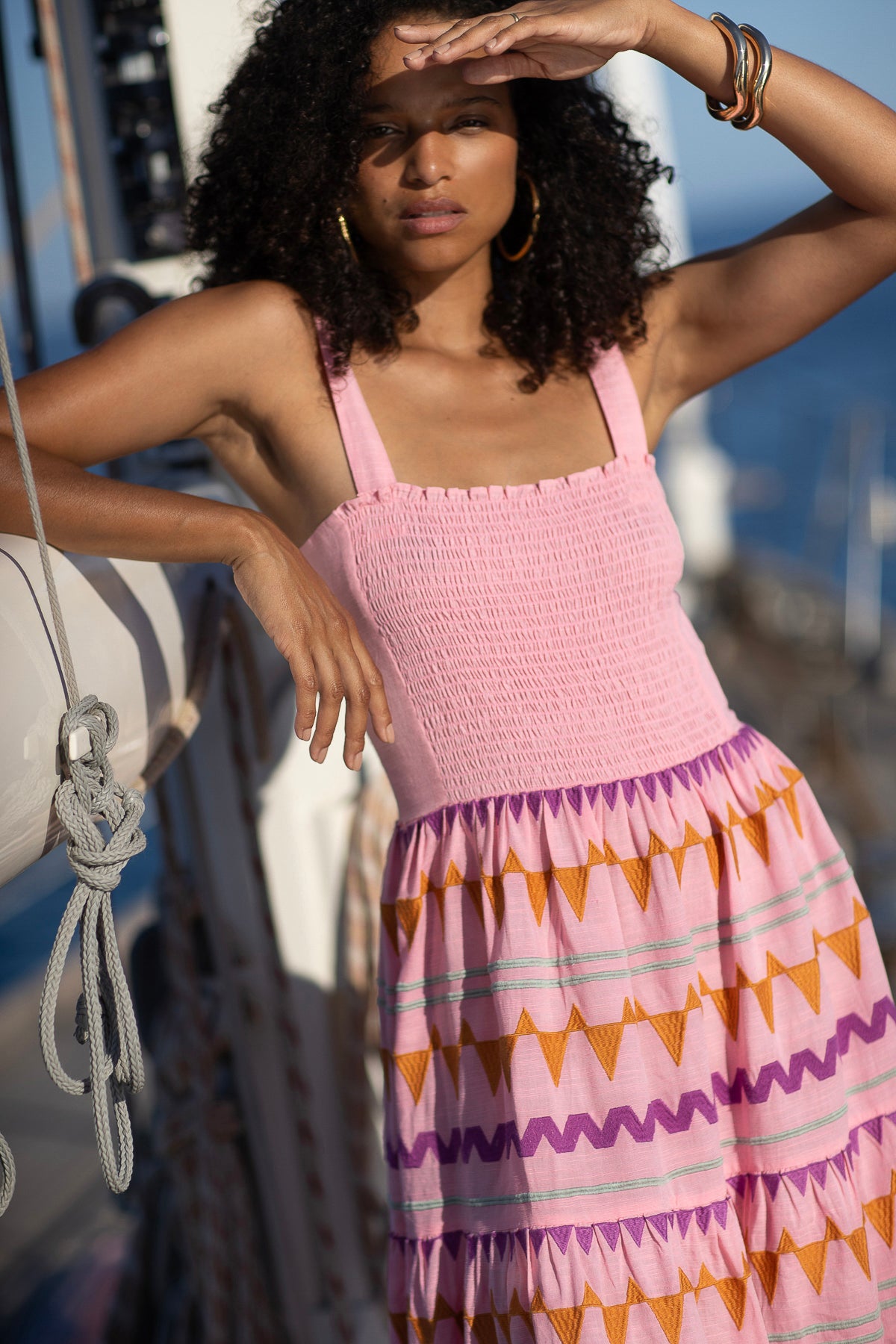 Marbella Embroidered Dress Pink