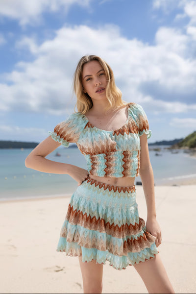 Jupe Natalia en Maille Turquoise