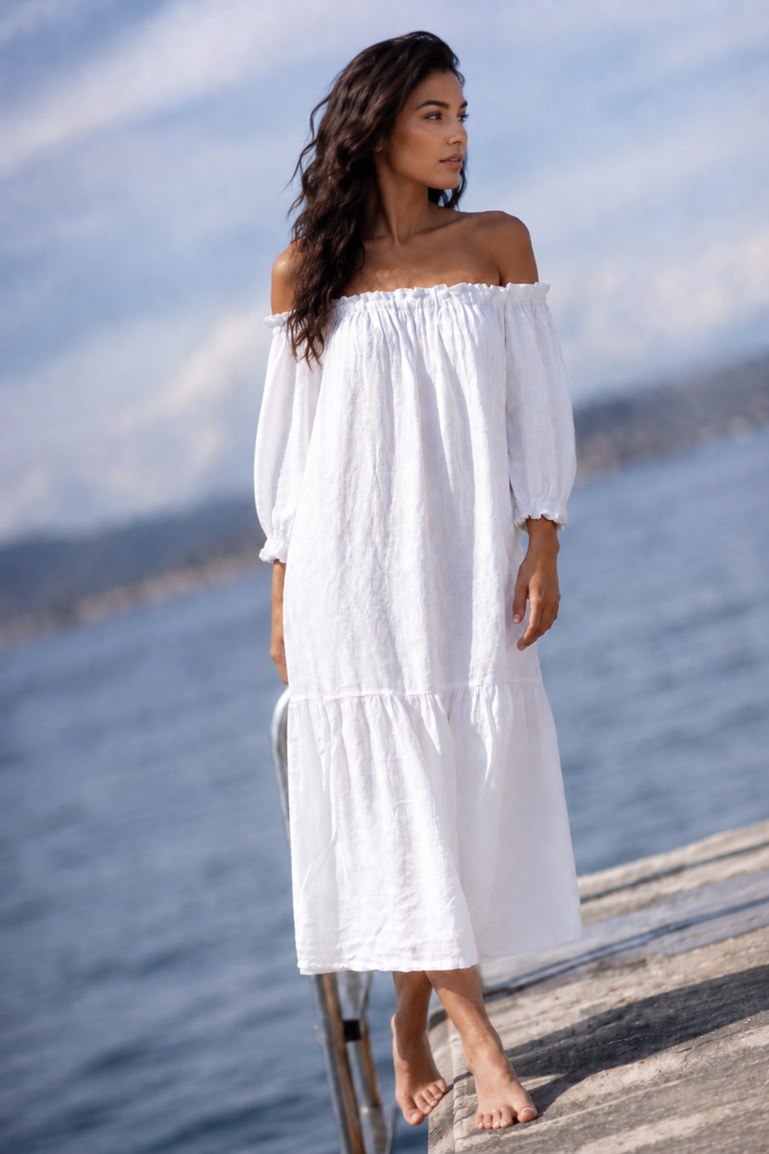 Noelie Linen Dress White