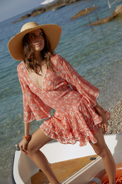 Jenina Flower Dress Coral