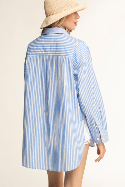 Albatros Striped Cotton Shirt Cielo