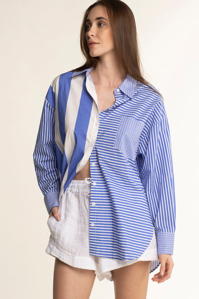 Chemise Albatros Rayée Coton Lavande