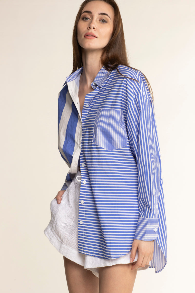 Chemise Albatros Rayée Coton Lavande