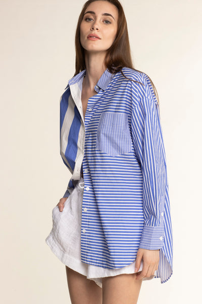 Chemise Albatros Rayée Coton Lavande