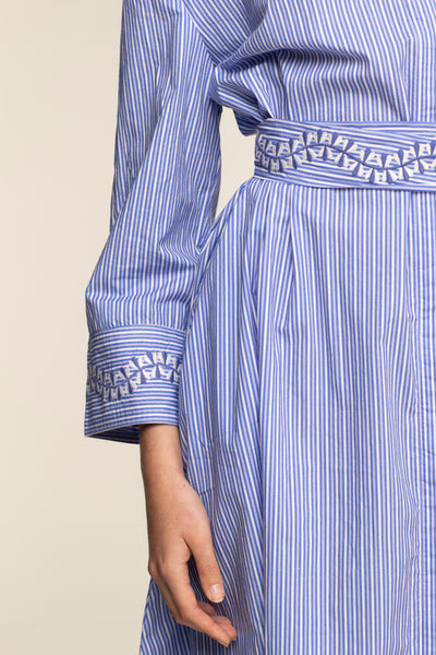 Goelette Striped Cotton Dress Blue