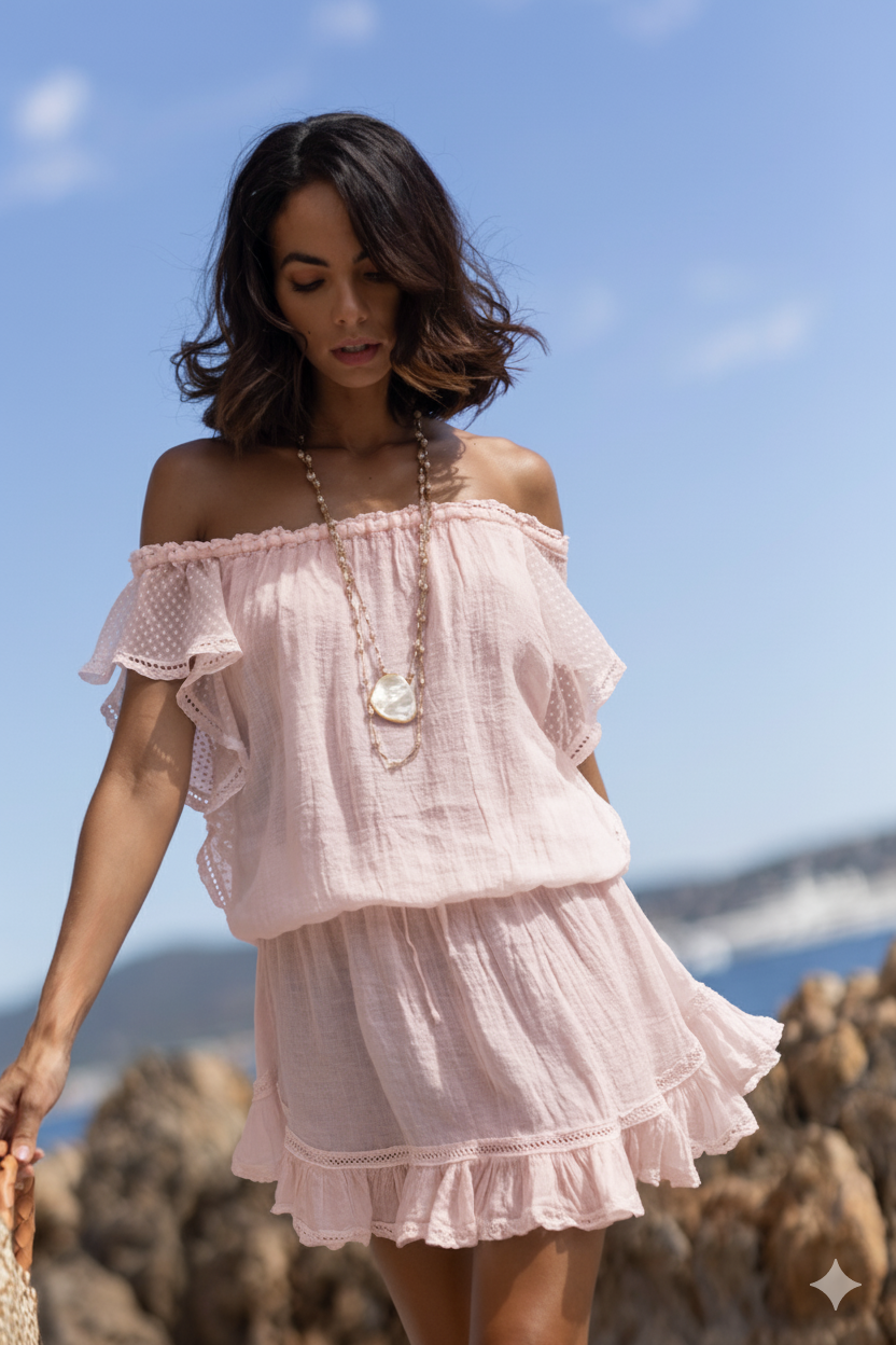 Astra Linen Dress Prima Rosa