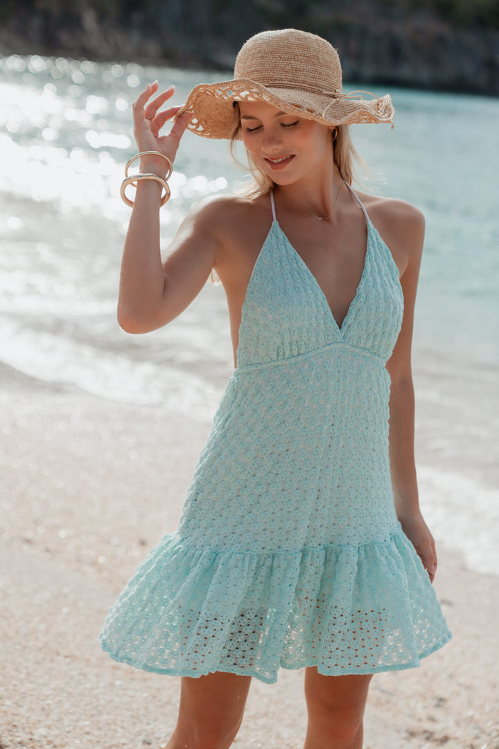Naomi Knit Mini Dress Turquoise