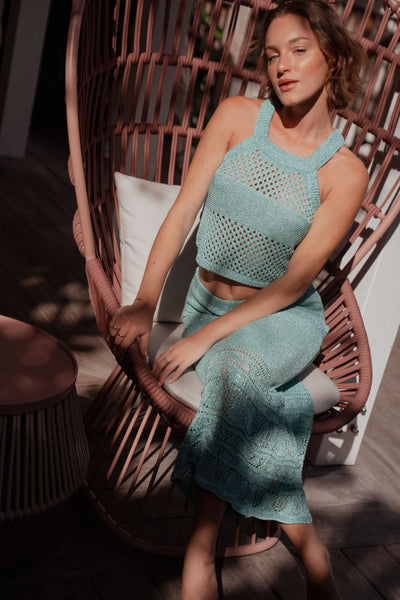 Luca Crochet Top Turquoise