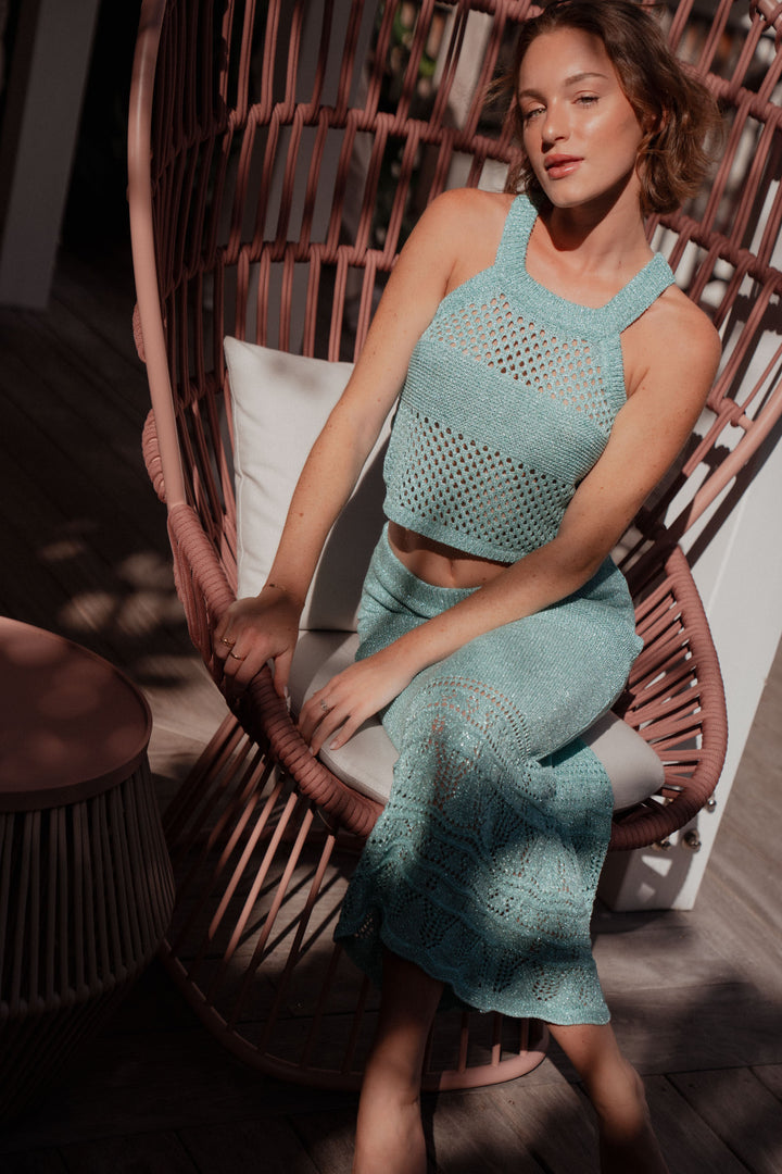Luca Crochet Top Turquoise – Sunday St Tropez