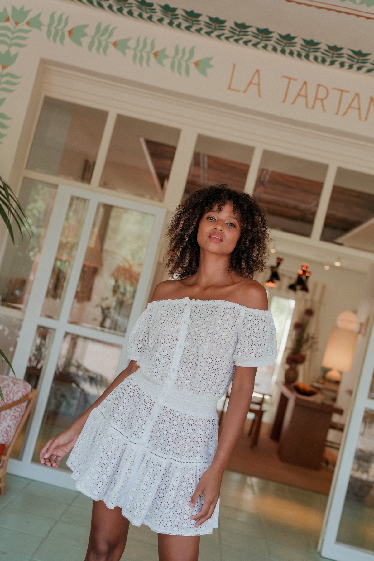 Sacha Embroidered Dress White