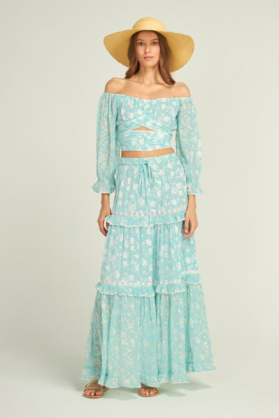 Syracuse Flower Skirt Aqua